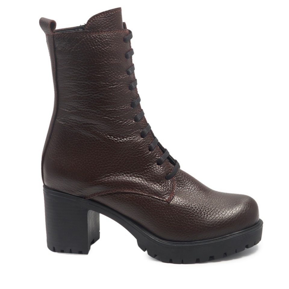 Zeytuk Kahverengi Casual Deri Kadın Bot