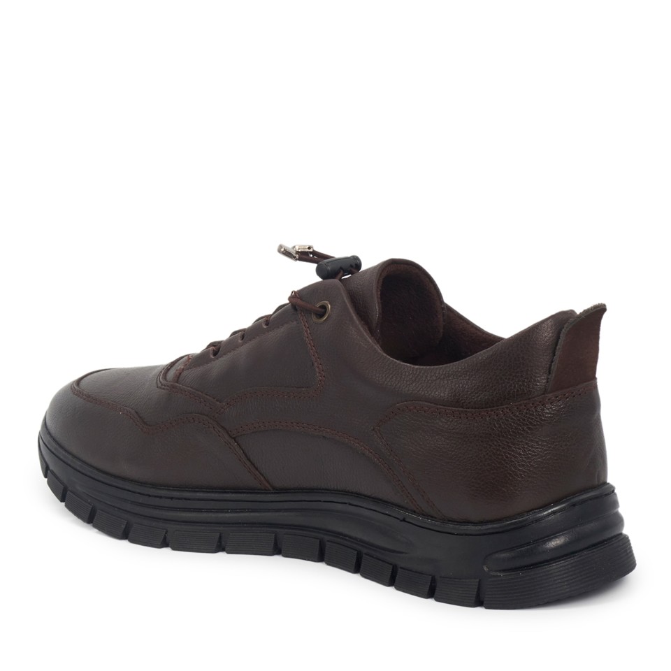 Zeytuk Kahverengi Hakiki Deri Erkek Sneakers  