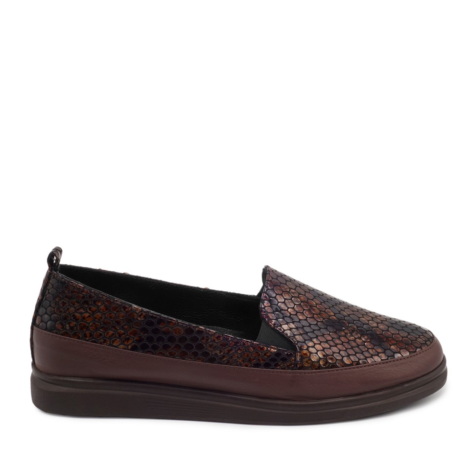 Zeytuk Kahverengi Hakiki Deri Loafer Kadın Ayakkabı 