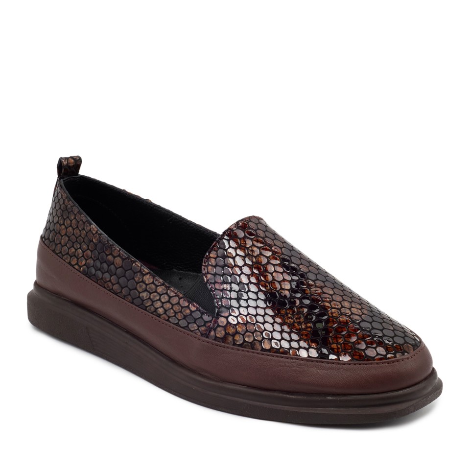 Zeytuk Kahverengi Hakiki Deri Loafer Kadın Ayakkabı