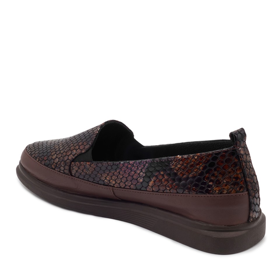 Zeytuk Kahverengi Hakiki Deri Loafer Kadın Ayakkabı