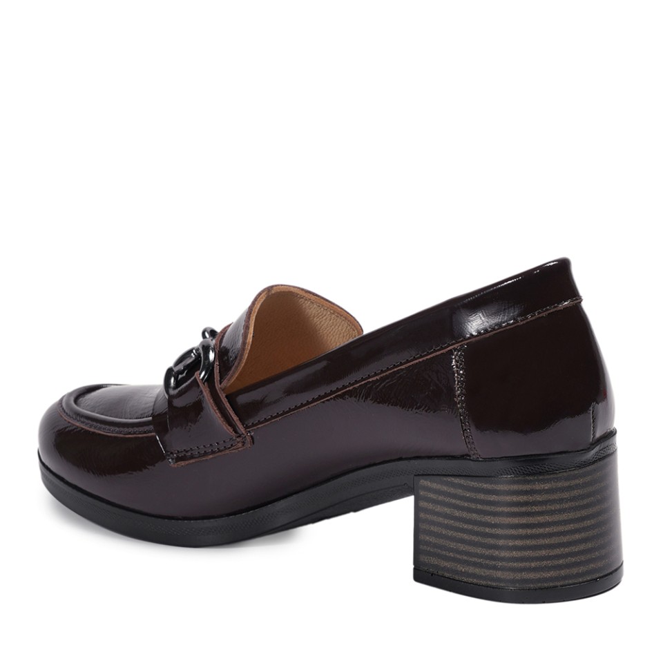 Zeytuk Kahverengi Kalın Topuklu Rugan Deri Kadın Ayakkabı