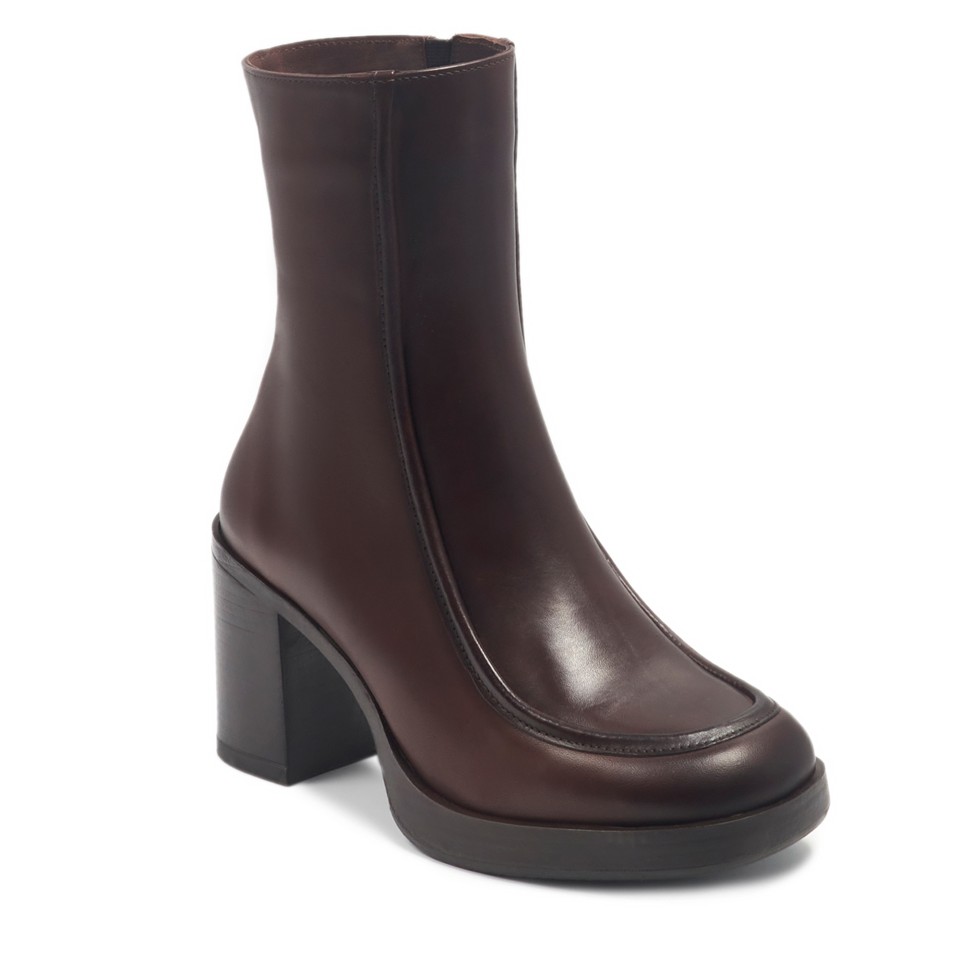 Zeytuk Kahverengi Klasik Deri Kadın Bot