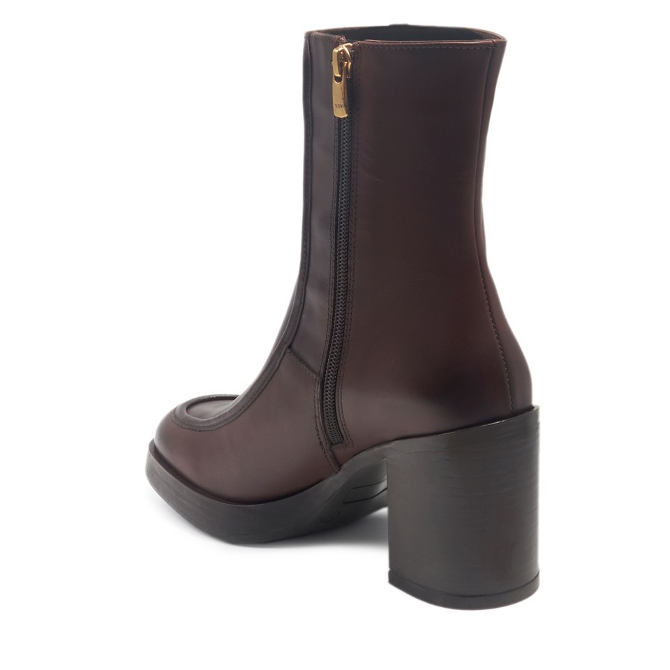 Zeytuk Kahverengi Klasik Deri Kadın Bot