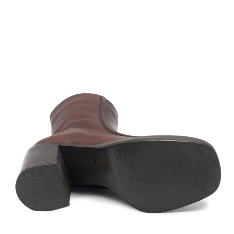 Zeytuk Kahverengi Klasik Deri Kadın Bot