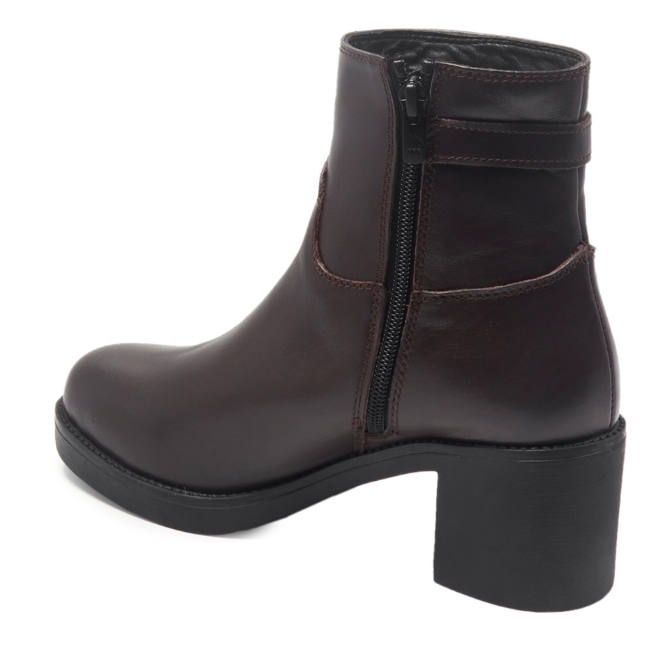 Zeytuk Kahverengi Klasik Deri Kadın Bot