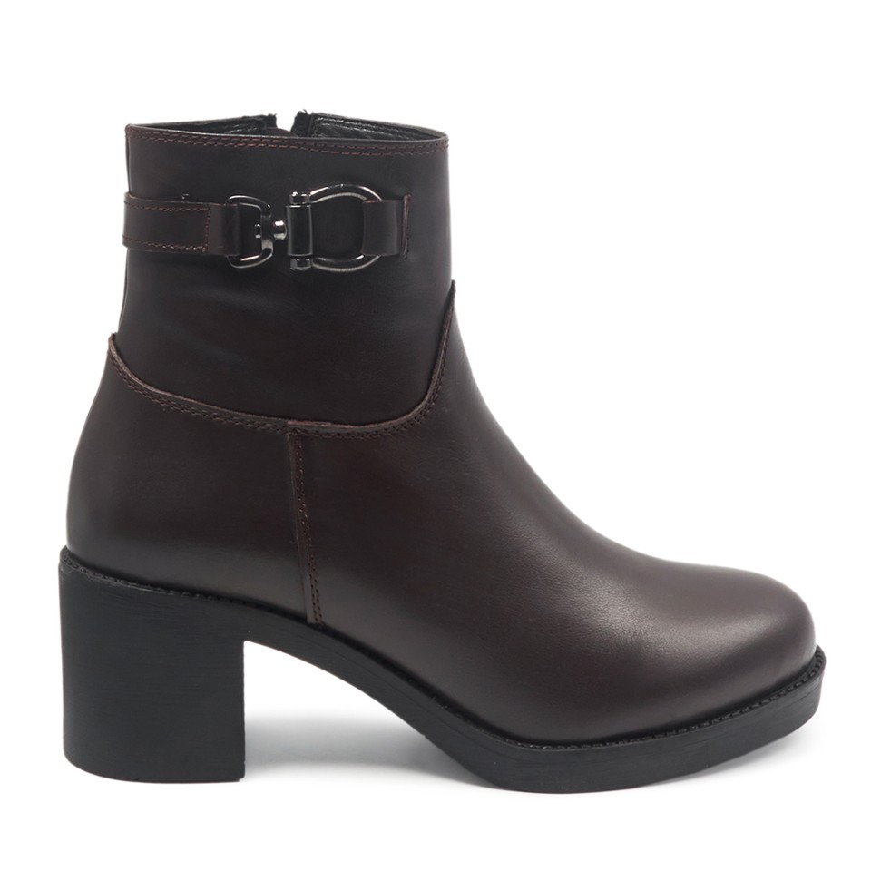 Zeytuk Kahverengi Klasik Deri Kadın Bot