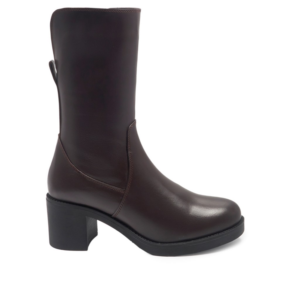 Zeytuk Kahverengi Klasik Deri Kadın Çizme