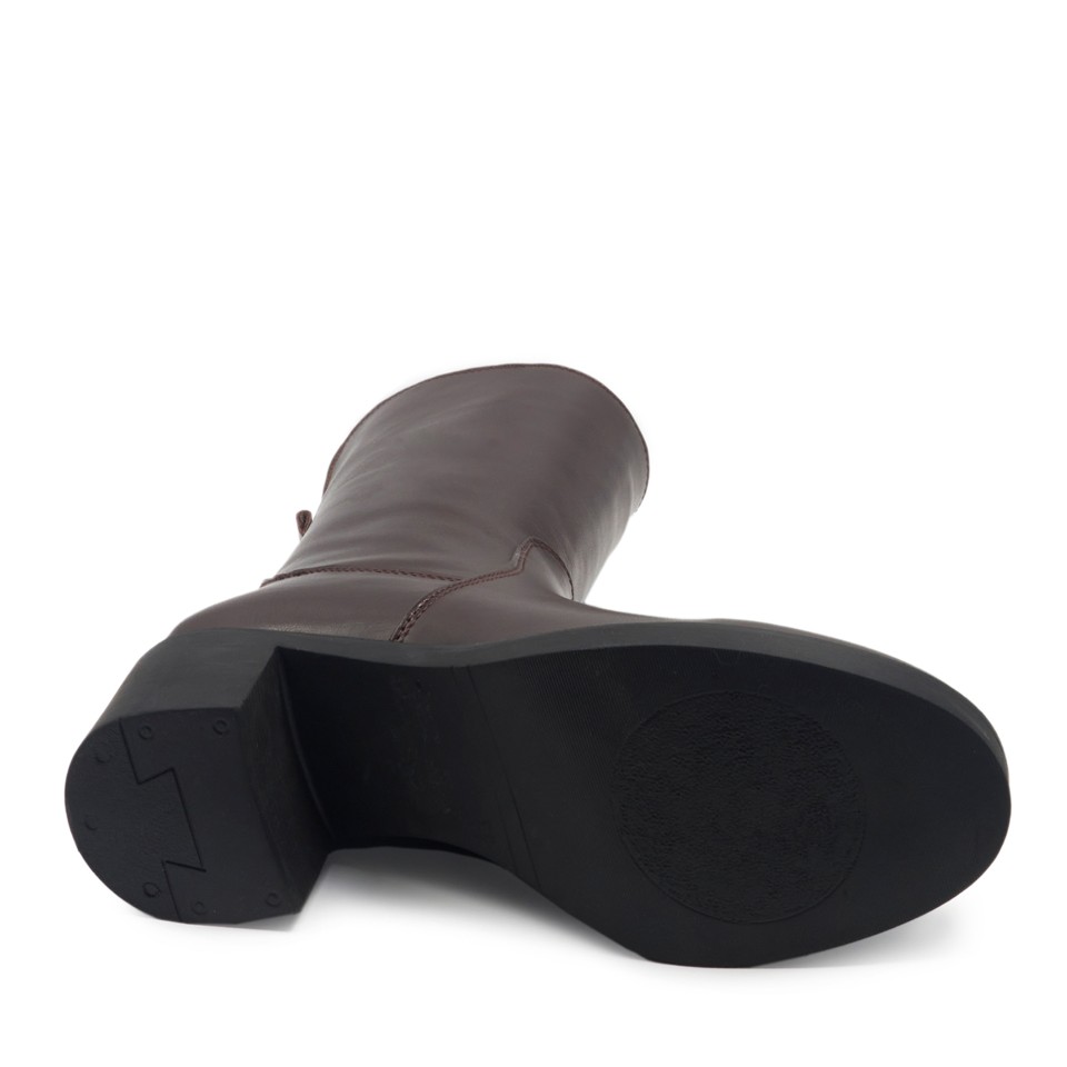 Zeytuk Kahverengi Klasik Deri Kadın Çizme