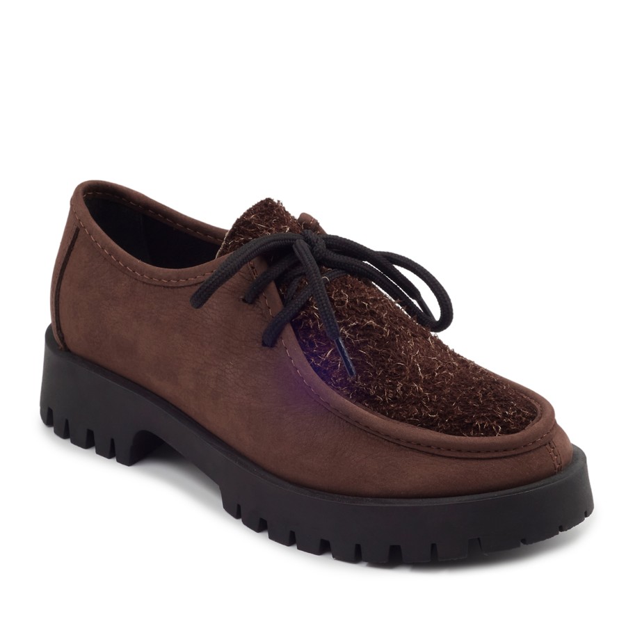 Zeytuk Kahverengi Nubuk Loafer Kadın Ayakkabı 