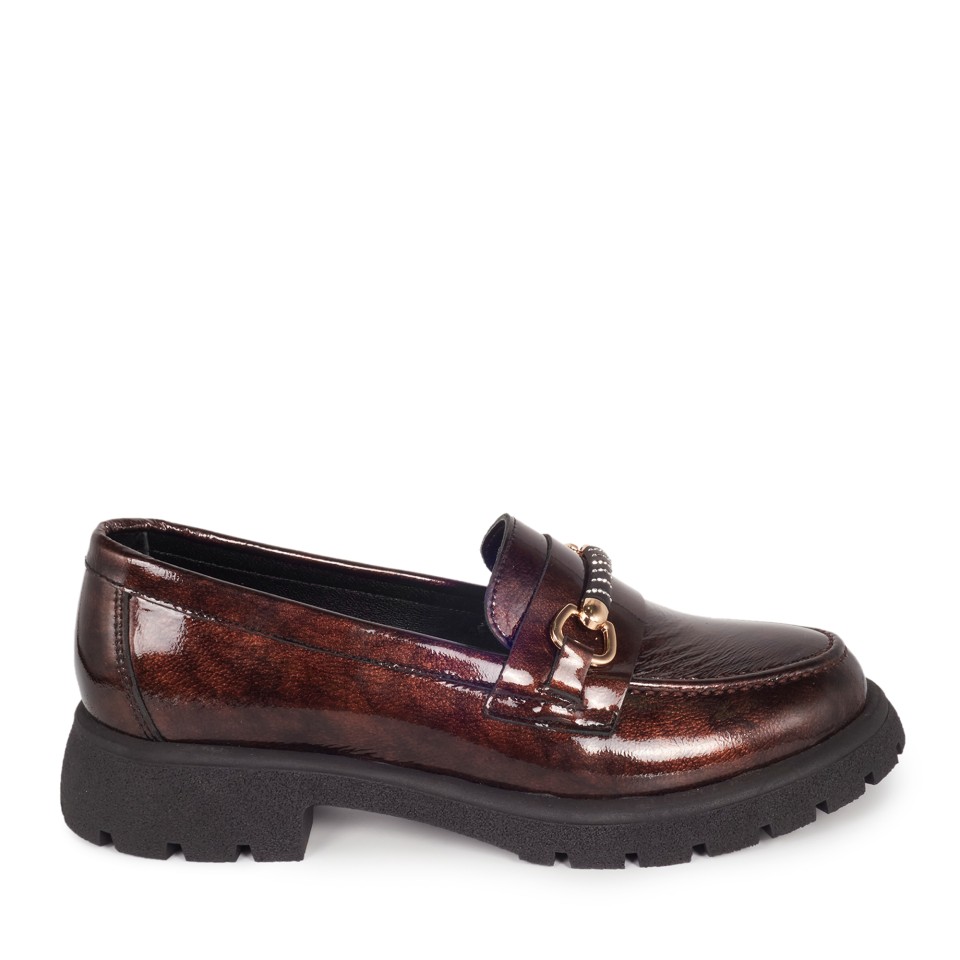 Zeytuk Kahverengi Rugan Loafer Kadın Ayakkabı 