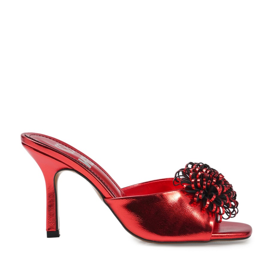 Zeytuk Kırmızı Abiye Rugan Deri Kadın Terlik