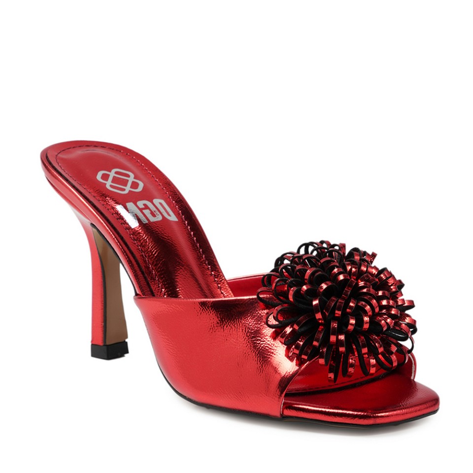 Zeytuk Kırmızı Abiye Rugan Deri Kadın Terlik