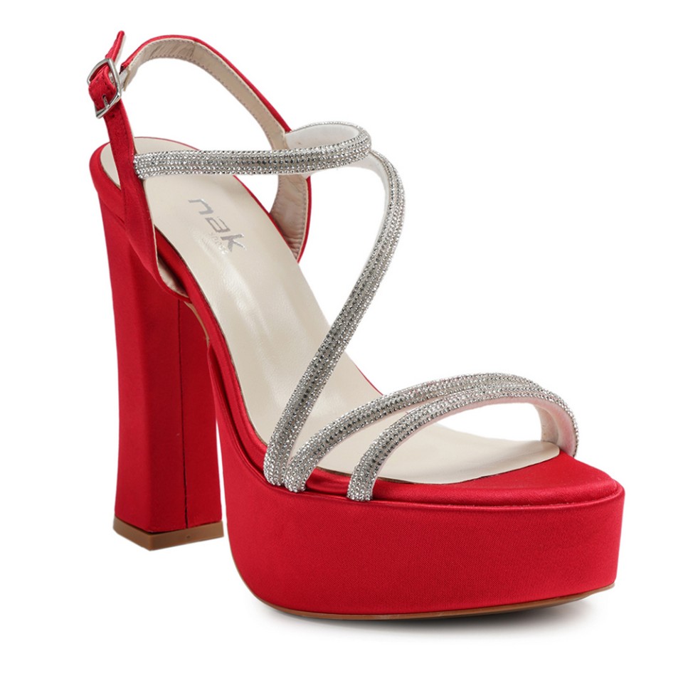 Zeytuk Kırmızı Abiye Tekstil Kadın Ayakkabı