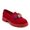 Zeytuk Kırmızı Süet Loafer Kadın Ayakkabı