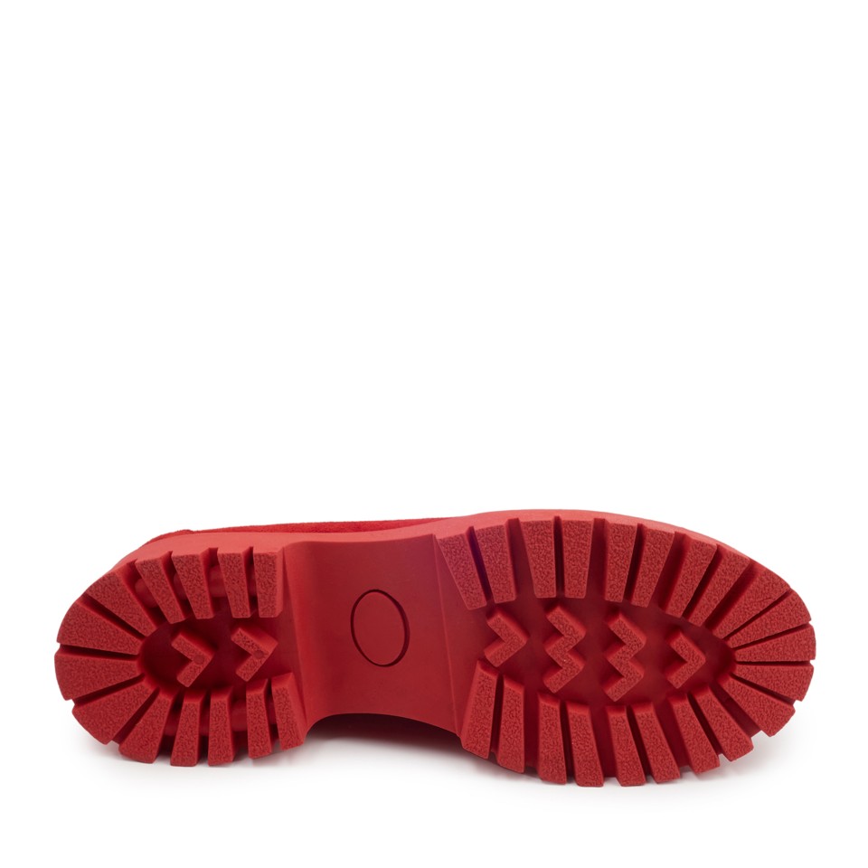 Zeytuk Kırmızı Süet Loafer Kadın Ayakkabı