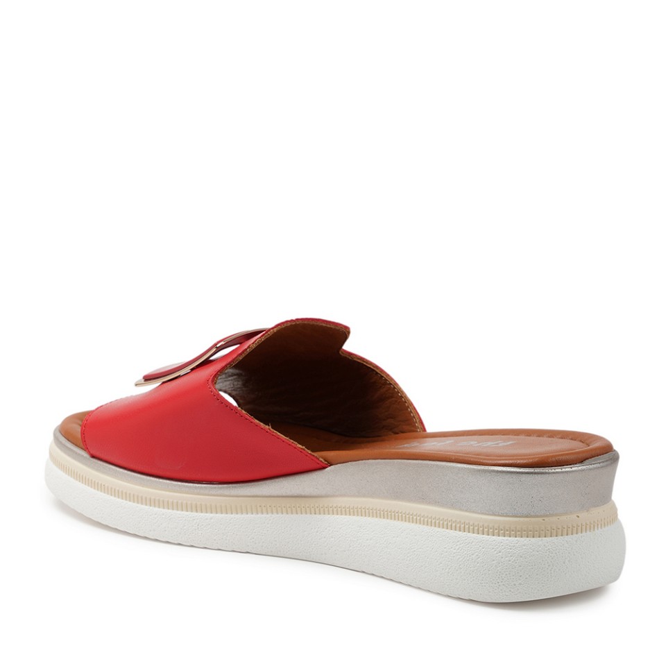 Zeytuk Kırmızı Terlik Deri Kadın Terlik