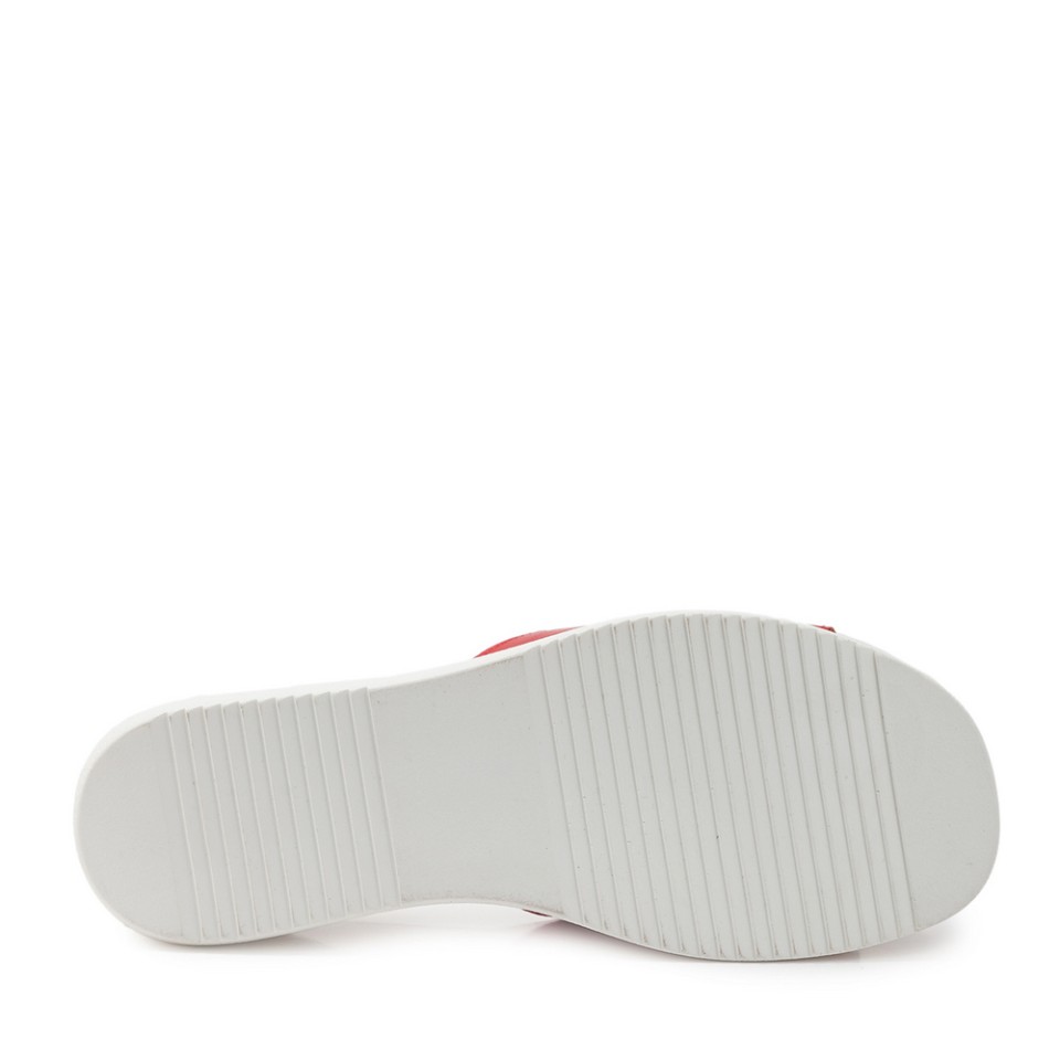 Zeytuk Kırmızı Terlik Deri Kadın Terlik