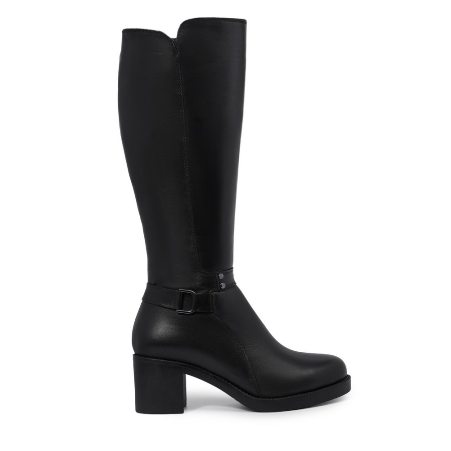 Zeytuk Klasik Hakiki Deri Siyah Kadın Çizme