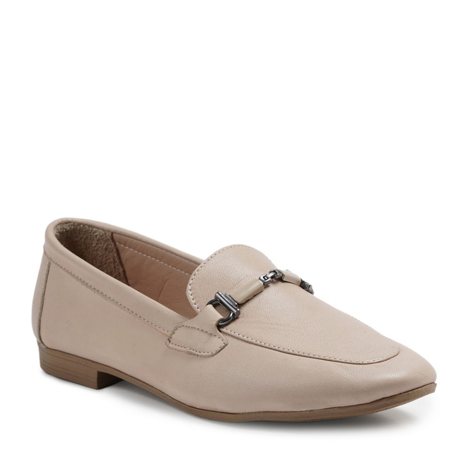 Zeytuk Krem Babet Deri Kadın Ayakkabı