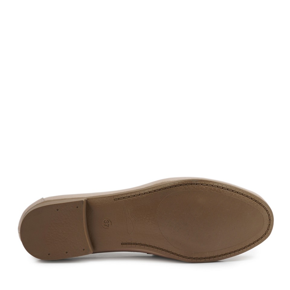 Zeytuk Krem Babet Deri Kadın Ayakkabı