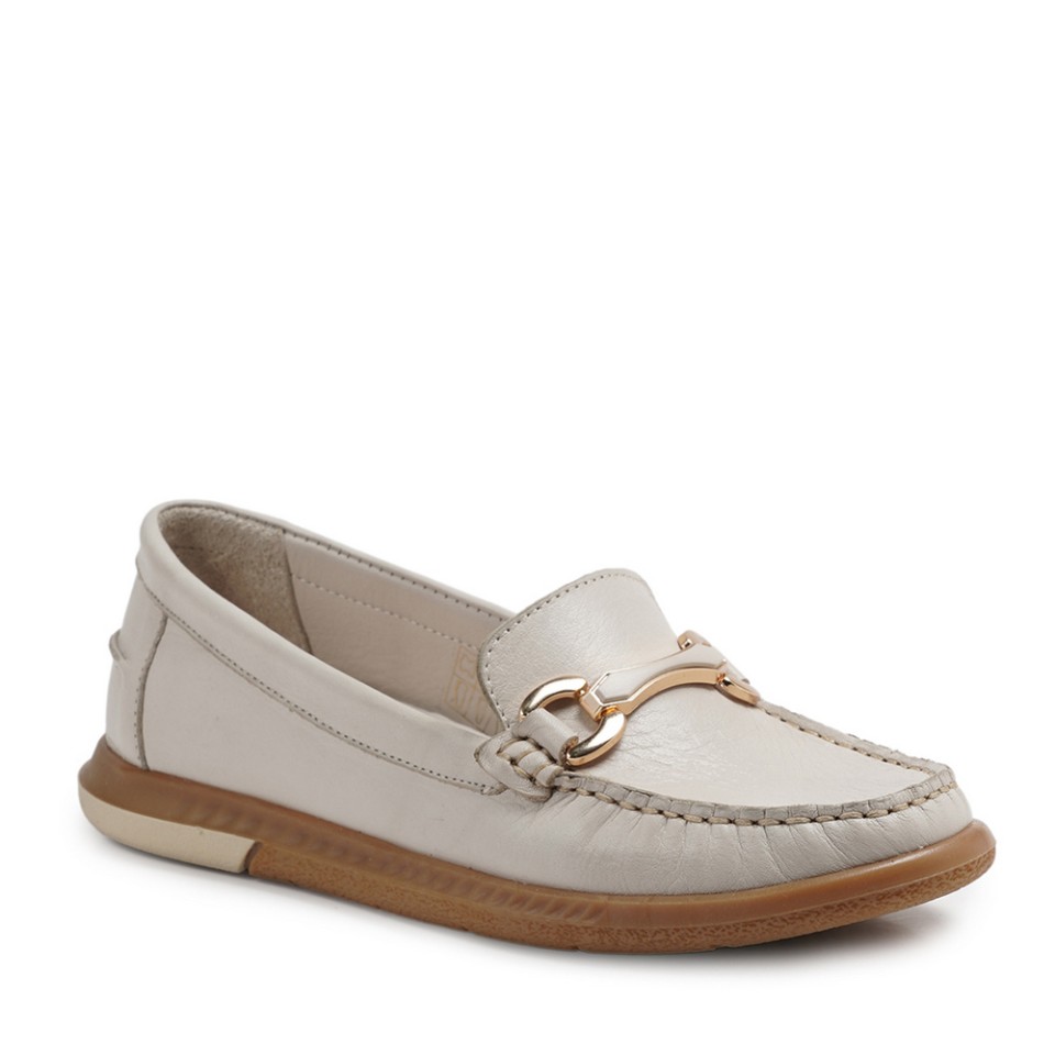 Zeytuk Krem Casual Deri Kadın Ayakkabı