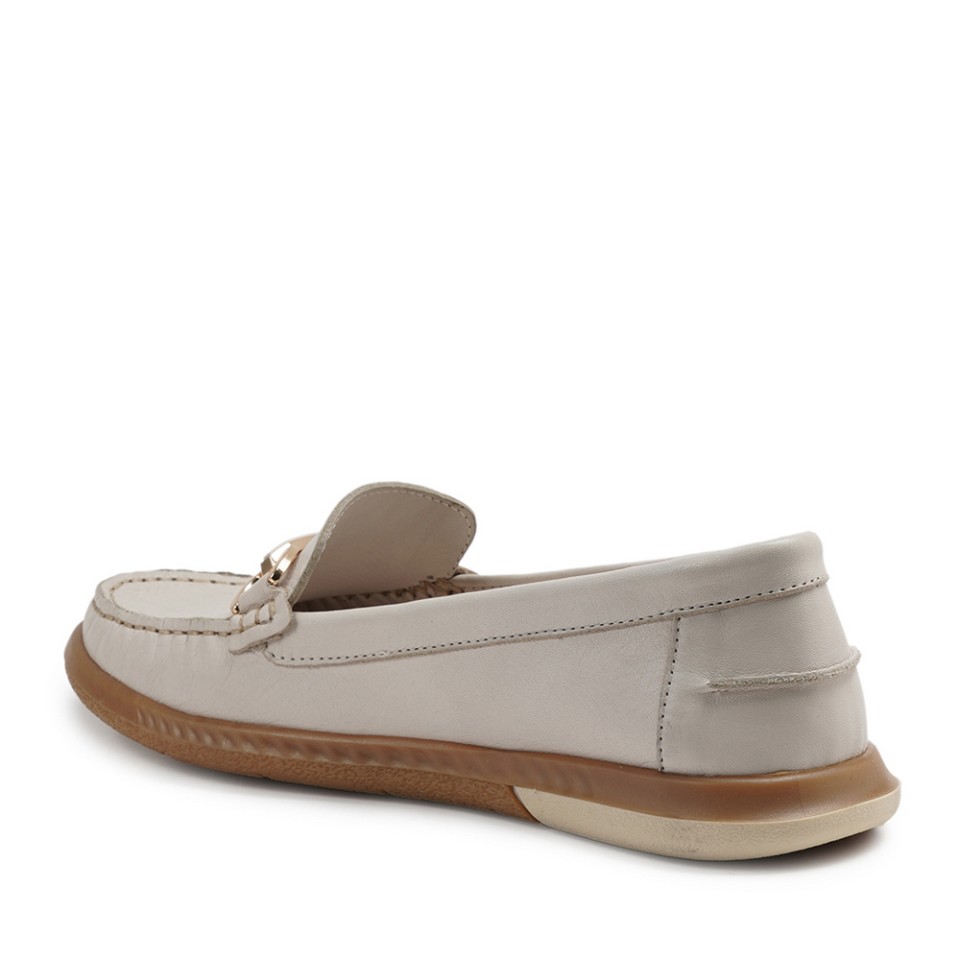 Zeytuk Krem Casual Deri Kadın Ayakkabı