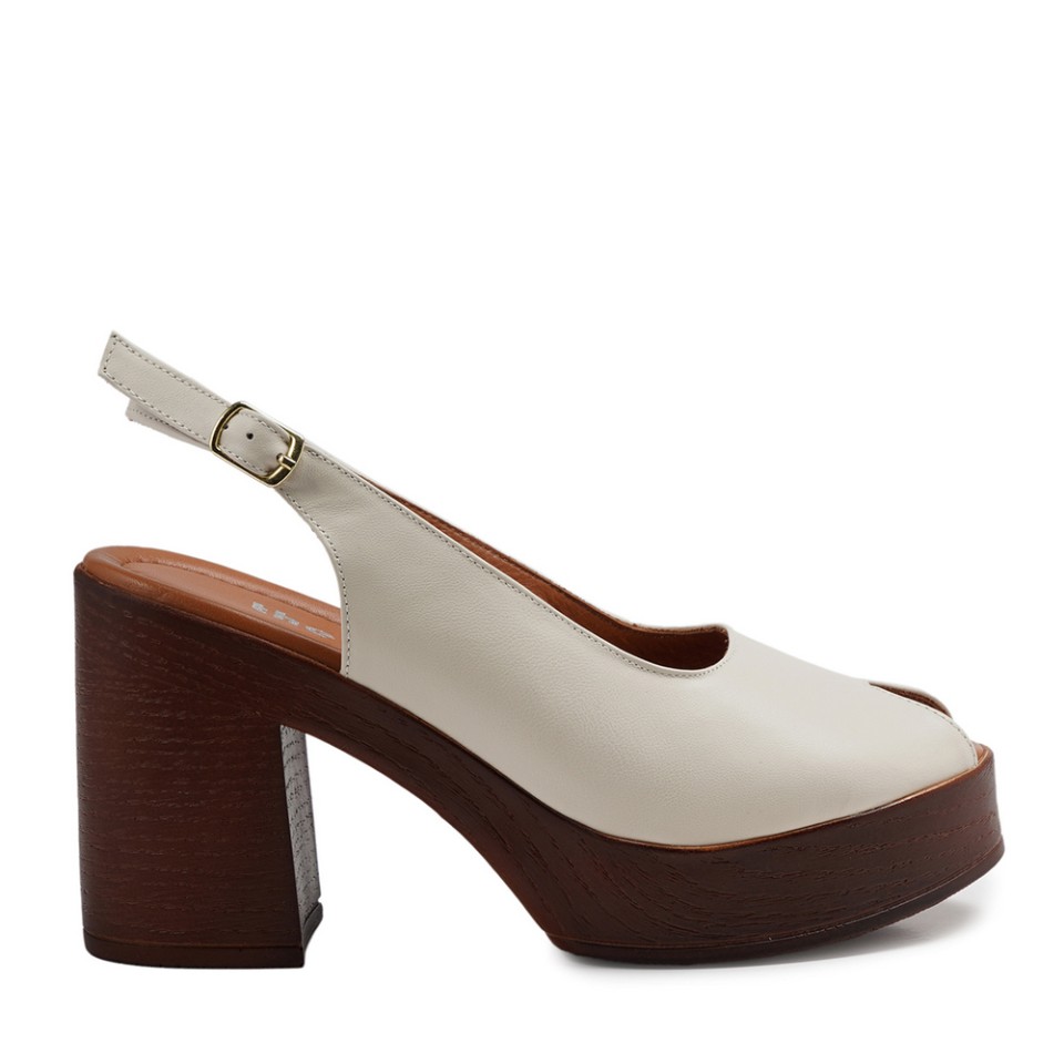 Zeytuk Krem Hakiki Deri Kadın Sandalet  