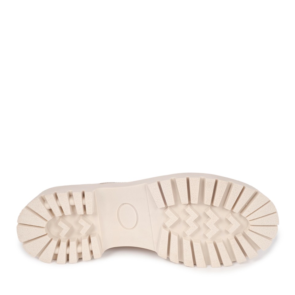 Zeytuk Krem Hakiki Deri Loafer Kadın Ayakkabı 