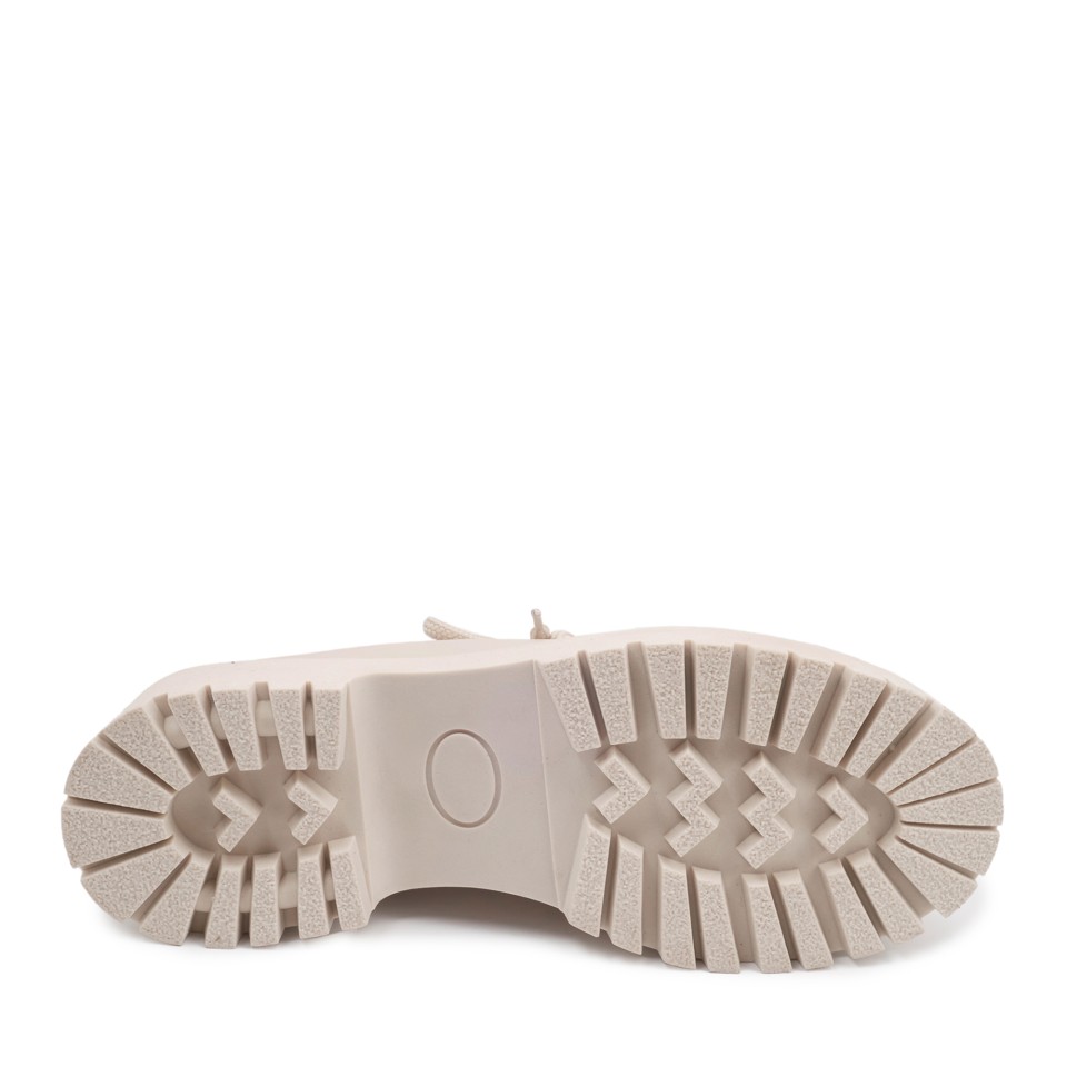 Zeytuk Krem Hakiki Deri Loafer Kadın Ayakkabı