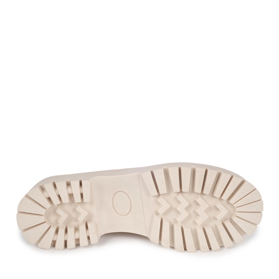 Zeytuk Krem Hakiki Deri Loafer Kadın Ayakkabı