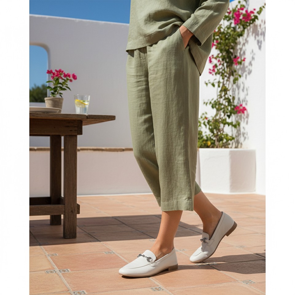 Zeytuk krem Loafer Hakiki Deri Kadın Ayakkabı