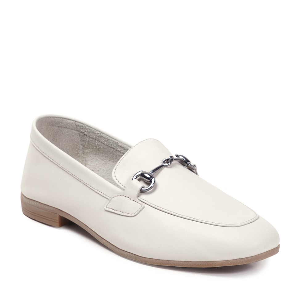 Zeytuk krem Loafer Hakiki Deri Kadın Ayakkabı