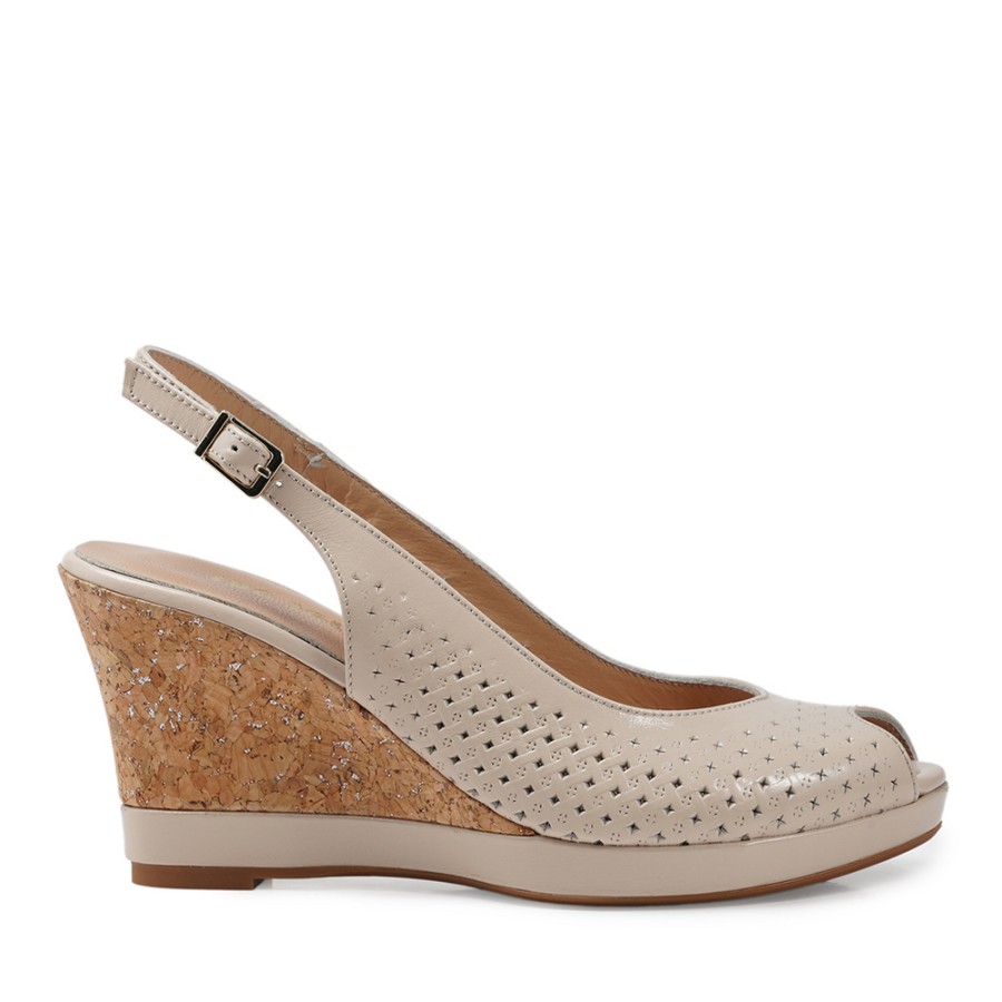 Zeytuk Krem Sandalet Deri Kadın Ayakkabı 