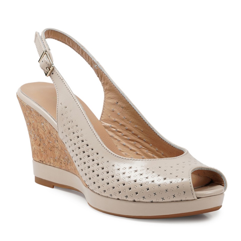 Zeytuk Krem Sandalet Deri Kadın Ayakkabı