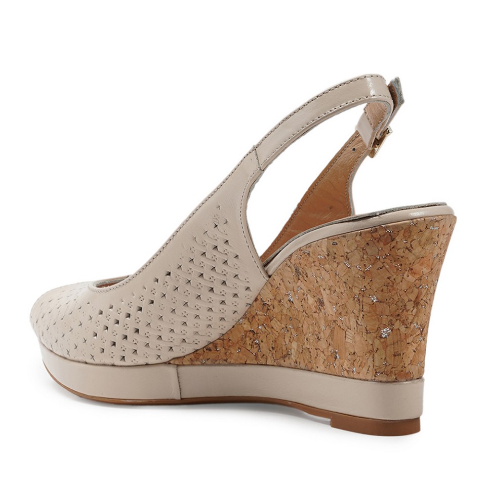 Zeytuk Krem Sandalet Deri Kadın Ayakkabı