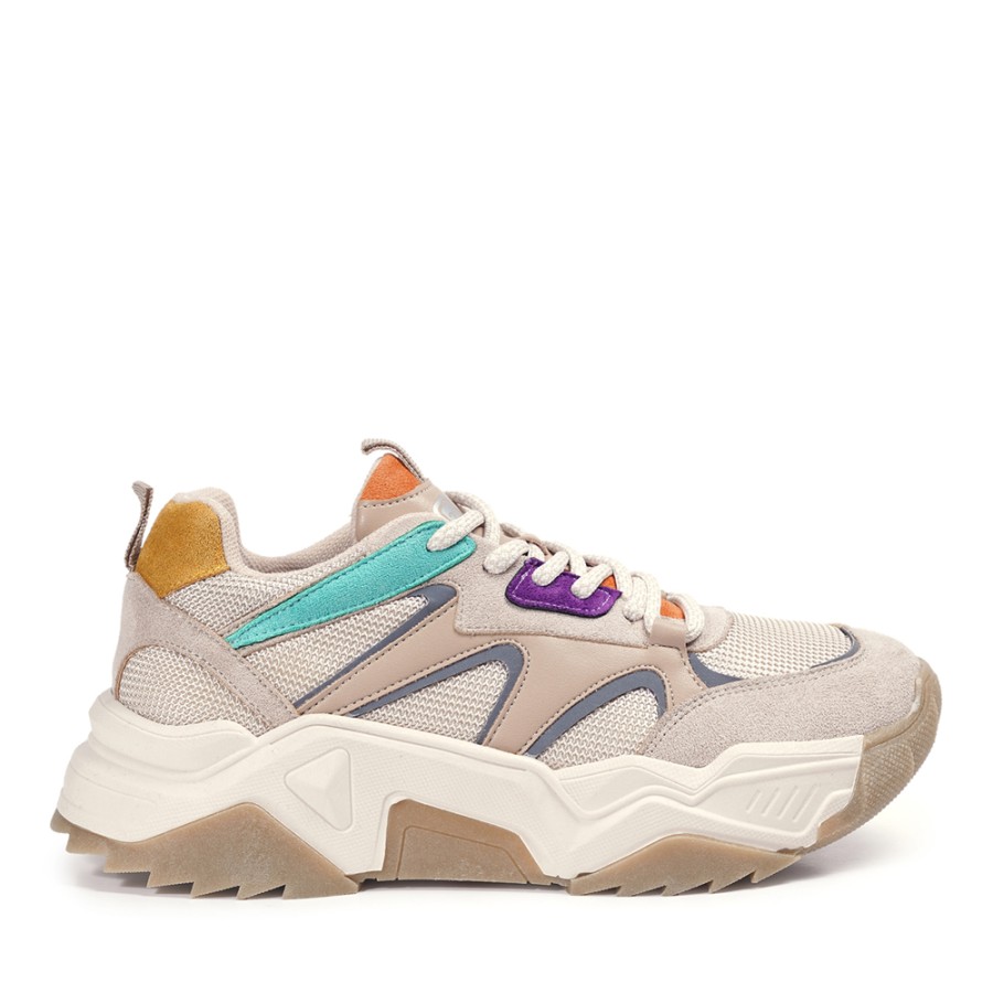 Zeytuk Krem Sneakers Hakiki Deri Kadın Ayakkabı