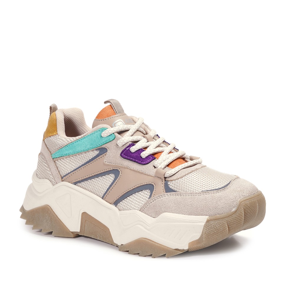 Zeytuk Krem Sneakers Hakiki Deri Kadın Ayakkabı