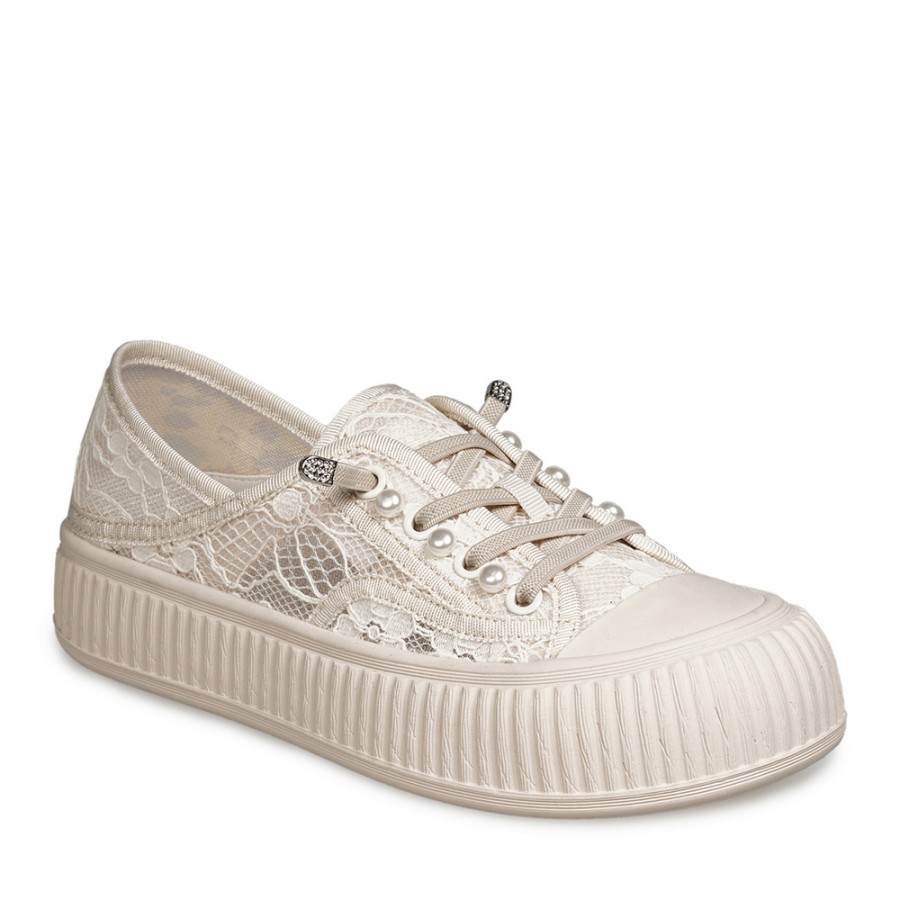 Zeytuk Krem Sneakers Tekstil Kadın Ayakkabı 