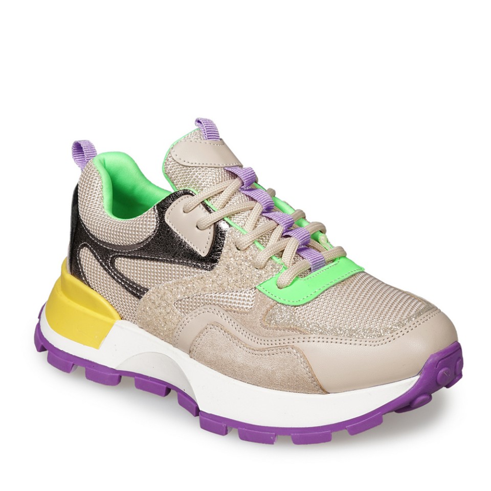 Zeytuk Krem Sneakers Tekstil Kadın Ayakkabı