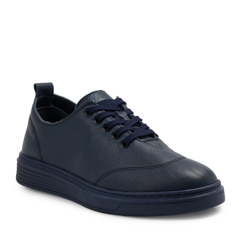 Zeytuk Lacivert Casual Deri Kadın Ayakkabı