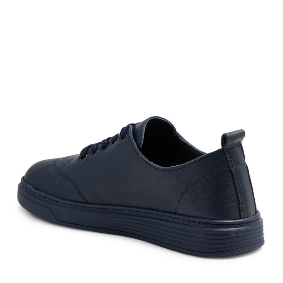 Zeytuk Lacivert Casual Deri Kadın Ayakkabı