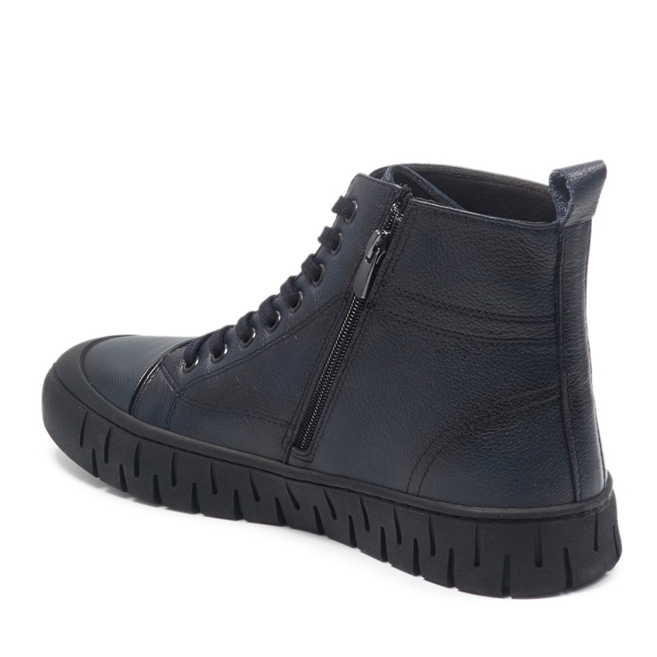 Zeytuk Lacivert Hakiki Deri Casual Erkek Bot