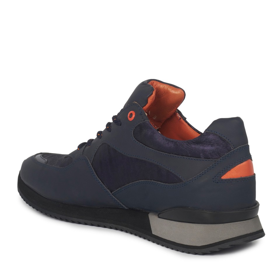 Zeytuk Lacivert Hakiki Deri Erkek Sneakers