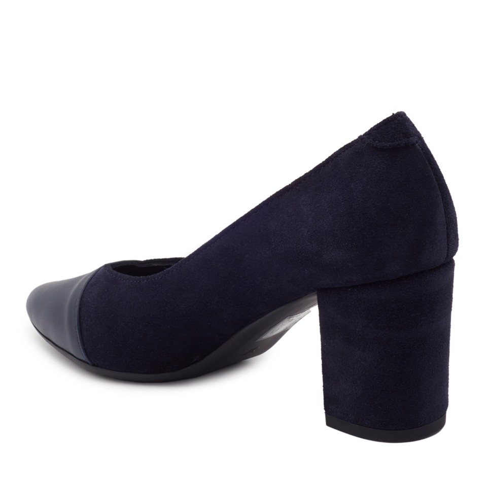 Zeytuk Lacivert Hakiki Deri Klasik Kadın Ayakkabı