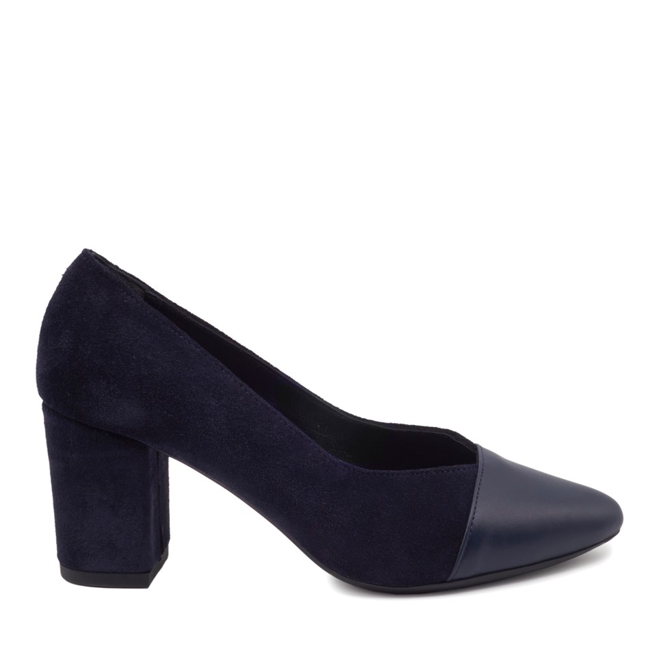 Zeytuk Lacivert Hakiki Deri Klasik Kadın Ayakkabı