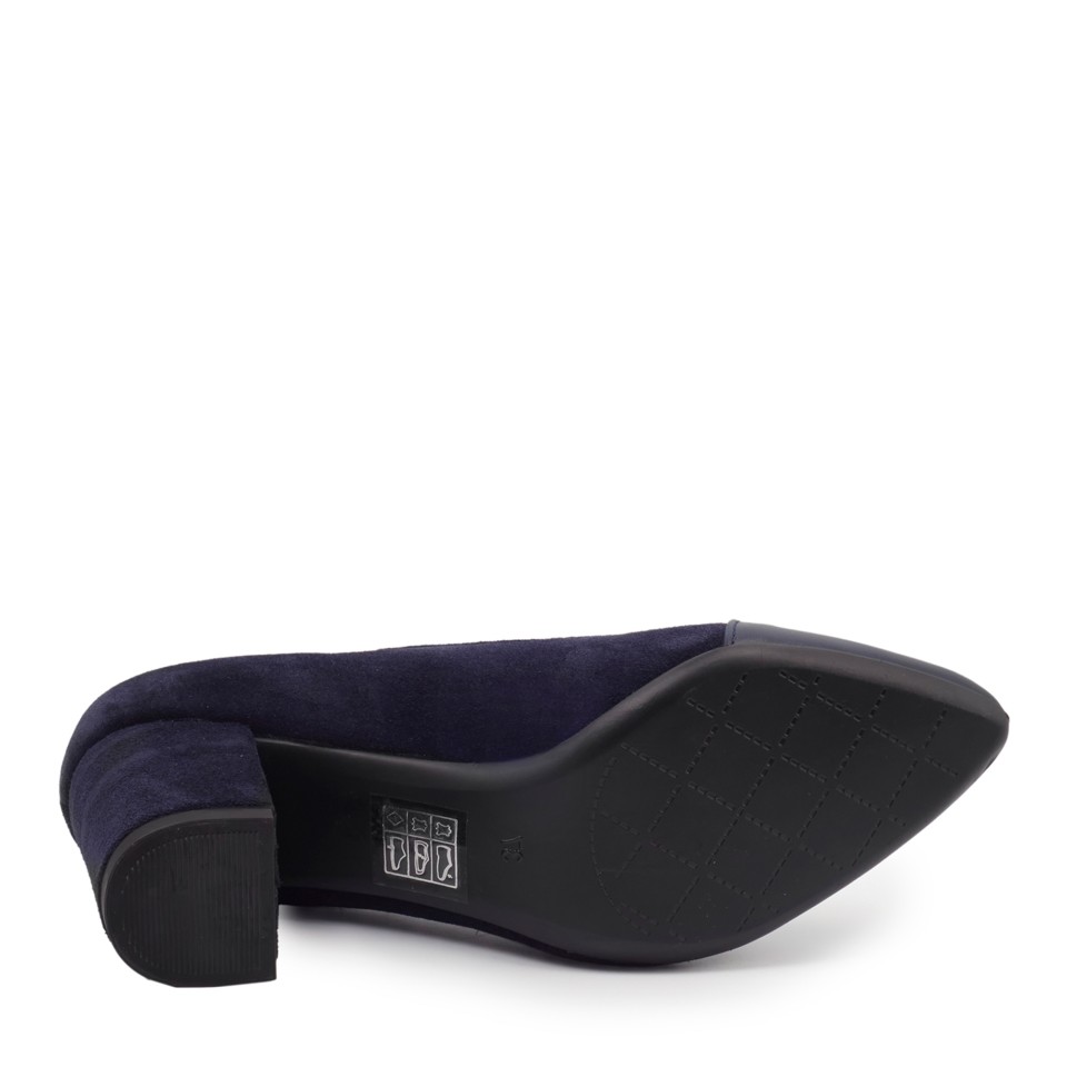 Zeytuk Lacivert Hakiki Deri Klasik Kadın Ayakkabı