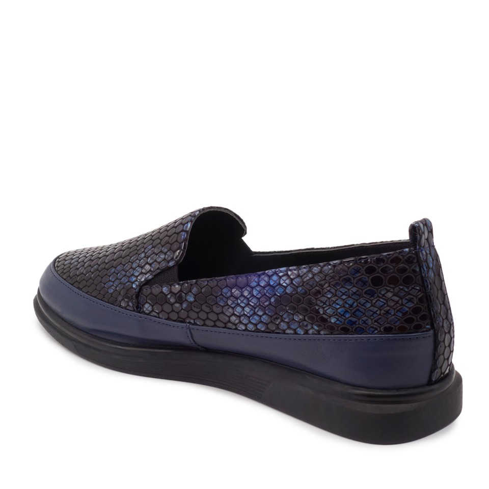 Zeytuk Lacivert Hakiki Deri Loafer Kadın Ayakkabı