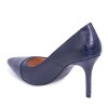 Zeytuk Lacivert Hakiki Deri Topuklu Kadın Ayakkabı 