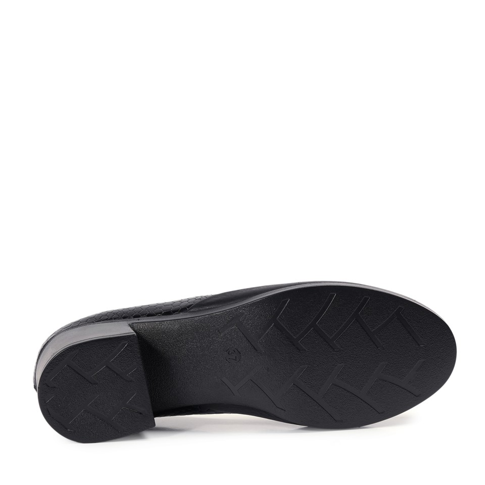 Zeytuk Lacivert Kalın Topuklu Hakiki Deri Kadın Ayakkabı